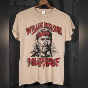 NWT MadeWorn Willie Nelson Rolling Smoke Revue Shirt Size XS Taupe